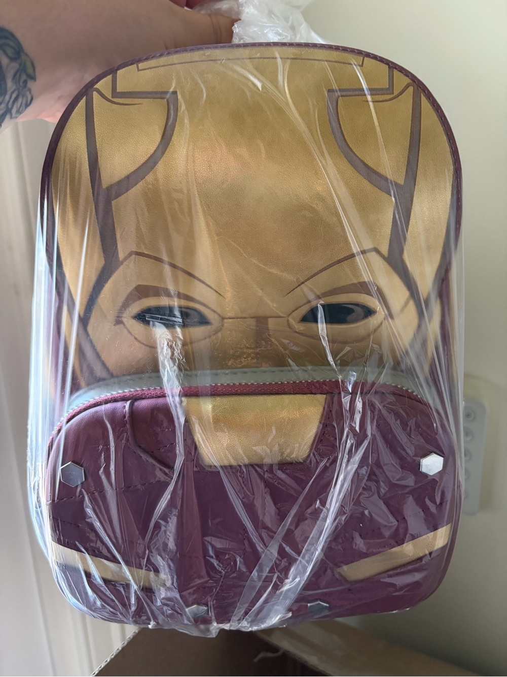 Loungefly Gold and Burgundy Dare Devil Mini Backpack